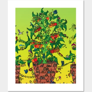 Life on a Tomato Plant - green version Posters and Art